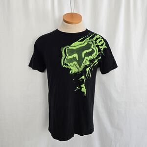 Fox Graphic Fox Head Men's S Black Green Short Sleeve 100% Cotton